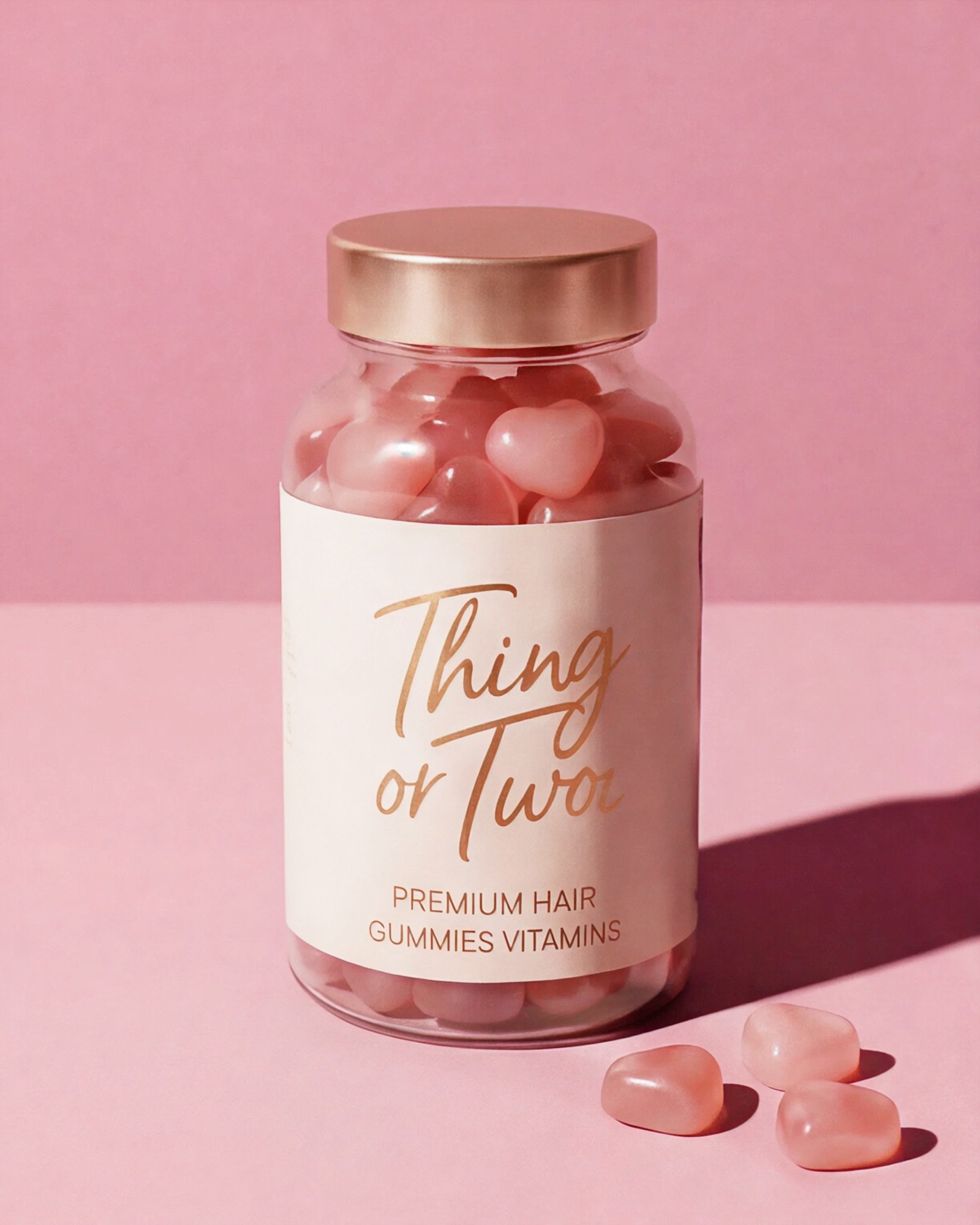 Thing or Two bottle on a pink background
